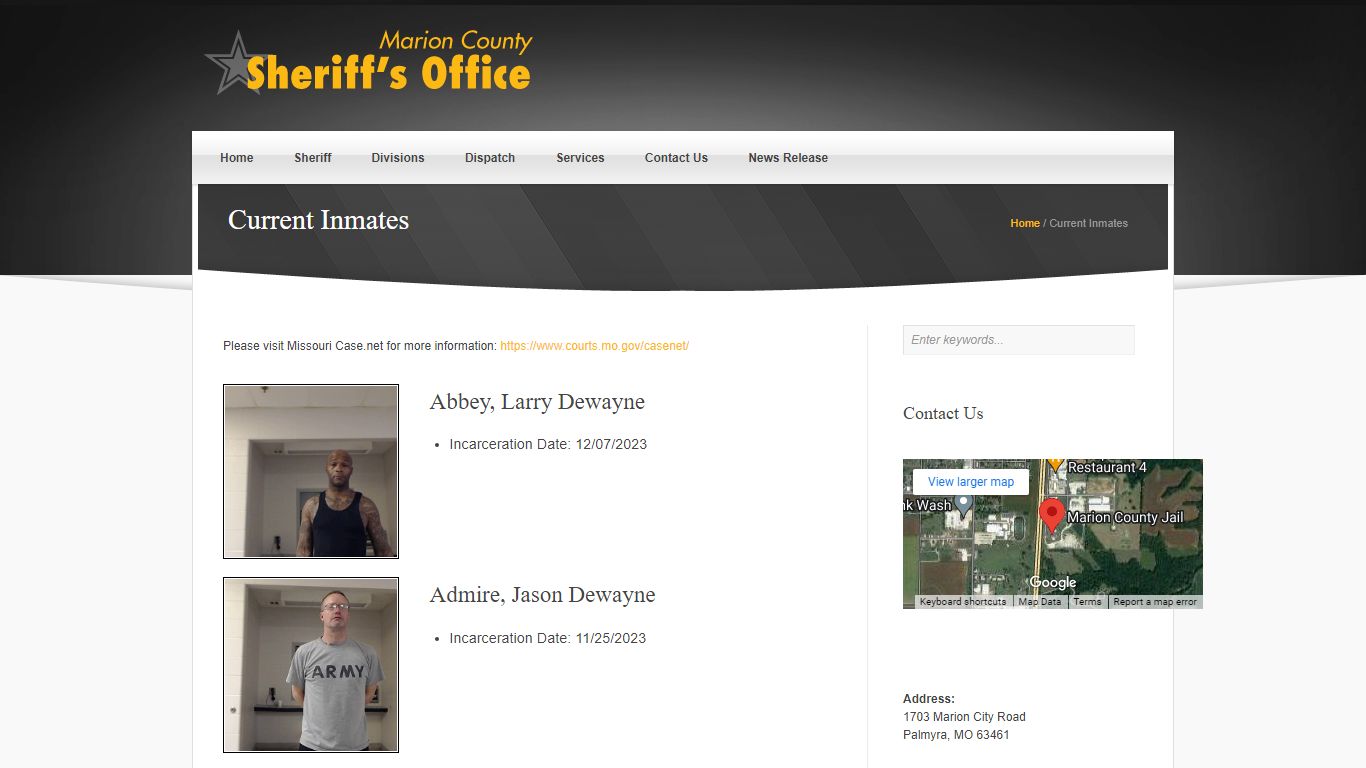 Current Inmates ‹ Marion County MO Sheriff's Office